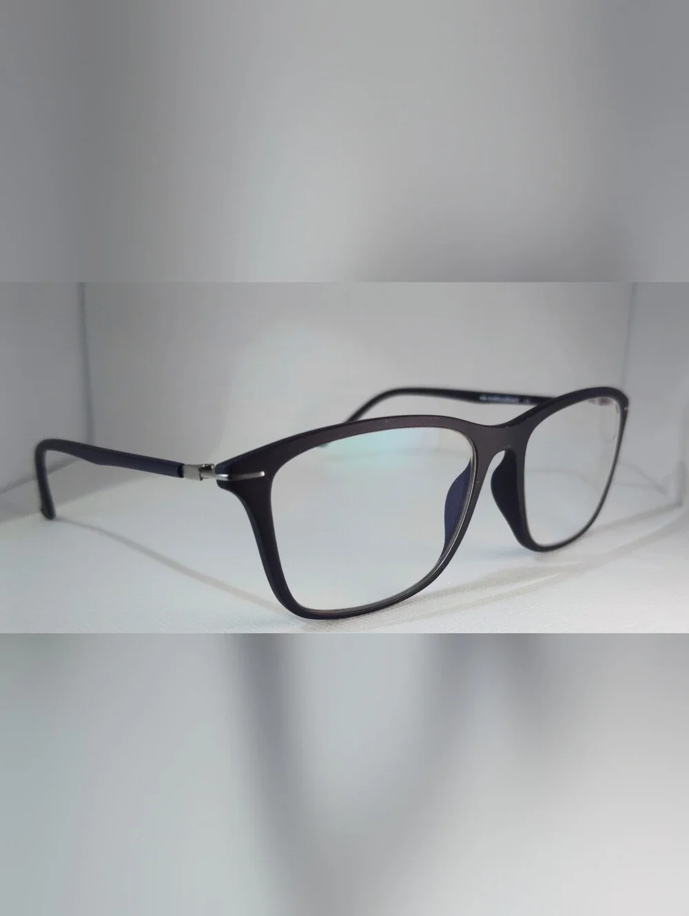 Thursday. Dark Navy Rectangular Eyeglass Frames. Rounded Edges